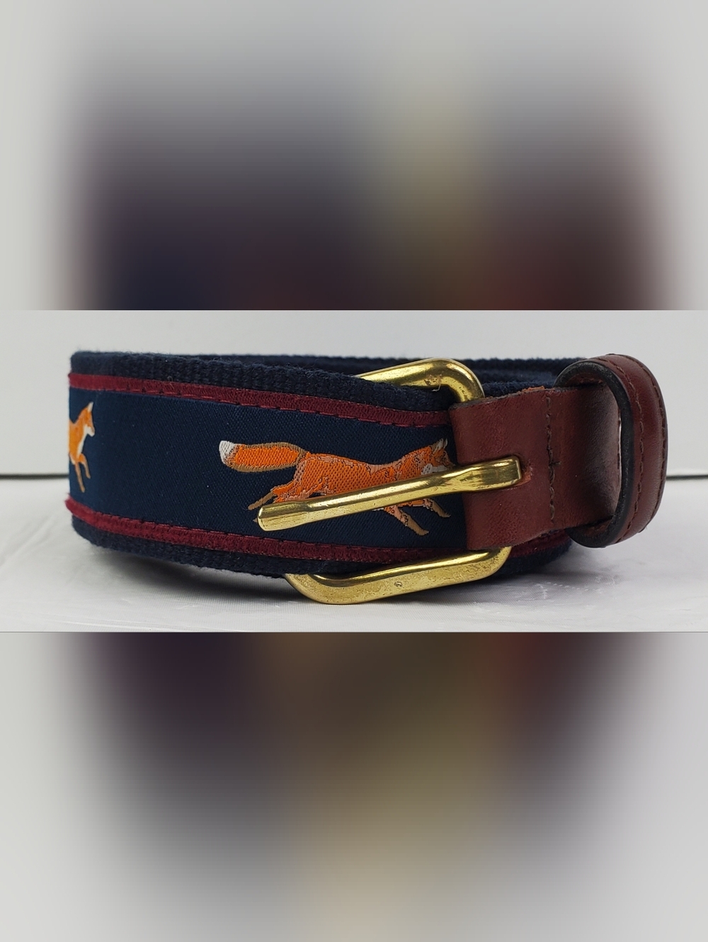 Monticello Running Fox Golf Belt Solid Brass Buckle USA Made - Size 38 - GUC